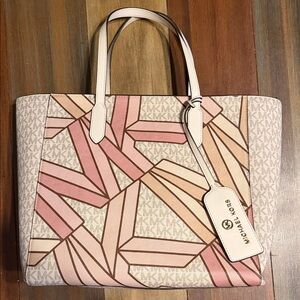 Michael Kors Geometric Pink and Cream Tote